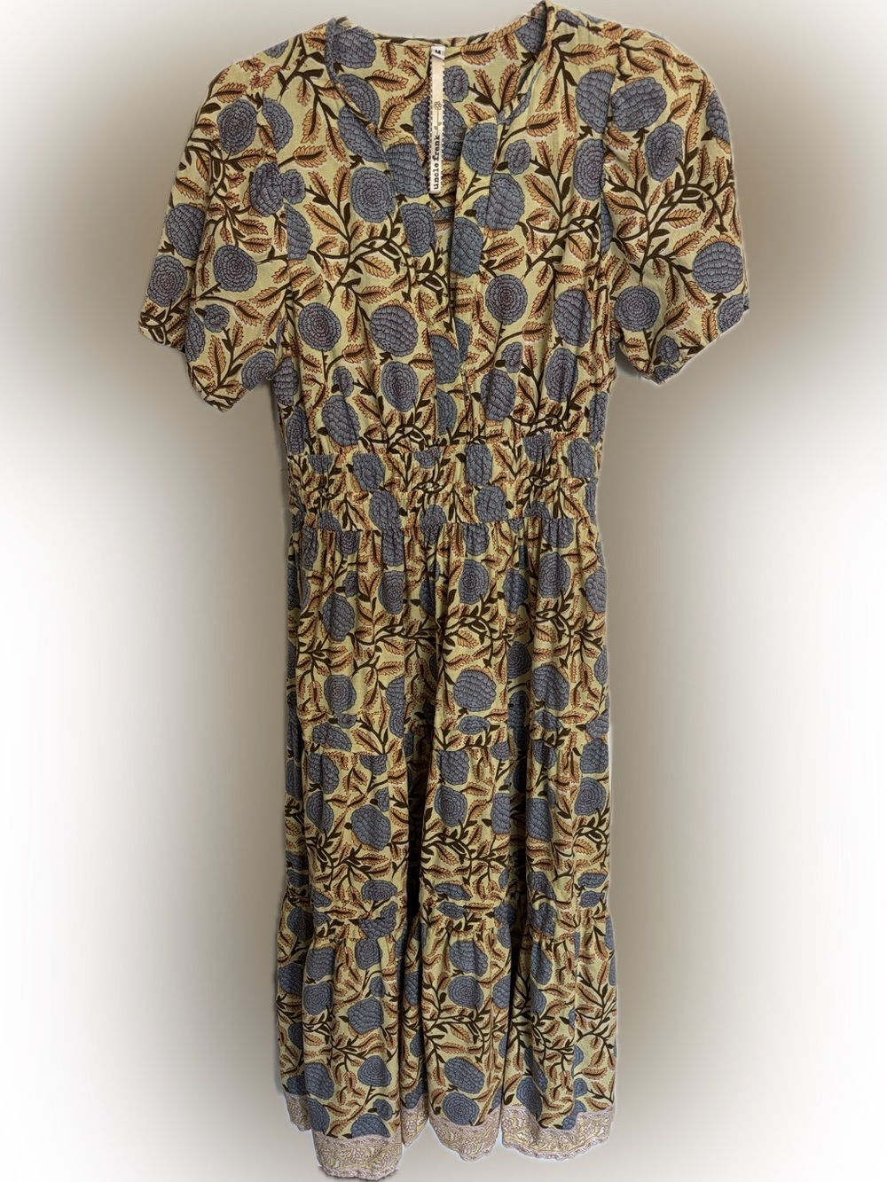 Uncle Frank Yellow and Blue Floral Midi Dress